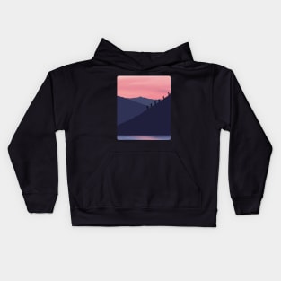 Sunset Mountains landscape, climber, mountaineering, nature colorful, blue, pinkl, nature lovers Kids Hoodie